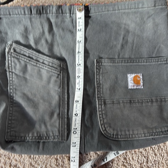 Upcycled Carhartt jeans  Olive green  Crossbody Bag, either side can be used - Picture 5 of 5